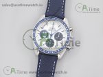 Speedmaster SS Blue Snoopy OSF 1:1 Best Edition White Dial on Blue Leather Strap Manual Winding Chrono Movement