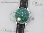 Portugieser Chronograph IW371615 ZF Best Edition Green Dial on Black Leather Strap A7750 (Slim Movement)