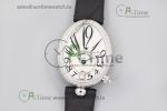 Reine de Naples 8918BB SS ZF 1:1 Best Edition White MOP Dial Diamonds Bezel on Black Fabric Strap A537