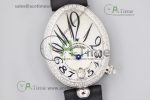 Reine de Naples 8918BB SS ZF 1:1 Best Edition White MOP Dial Diamonds Bezel on Black Fabric Strap A537 - Image 2
