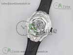 Big Bang Sang Bleu II Chrono SS HRF Best Edition White Dial on Black Gummy Strap A7750