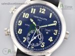 Calatrava 5524G Pilot Travel Time GRF Blue Dial on Black Leather Strap MIYOTA 9015 - Image 2