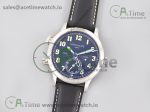 Calatrava 5524G Pilot Travel Time GRF Blue Dial on Black Leather Strap MIYOTA 9015