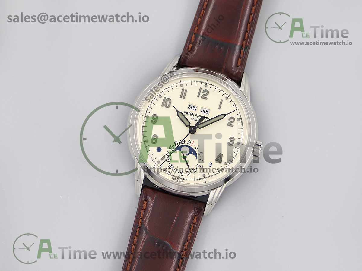 4 Grand Complications 5320G Perpetual Calendar SS GRF 1:1 Best Edition White Dial on Brown Leather Strap A324 - Image 1