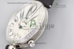 Reine de Naples 8918BB SS ZF 1:1 Best Edition White MOP Dial Diamonds Bezel on Black Fabric Strap A537 - Image 4