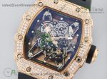 RM035 RG Diamonds Bezel KVF Best Edition Skeleton Dial on Black Rubber Strap MIYOTA8215 - Image 2