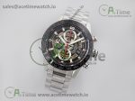 Calibre Heuer 01 Chrono 43mm SS XF 1:1 Best Edition Skeleton Dial Red Hand on SS Bracelet A1887