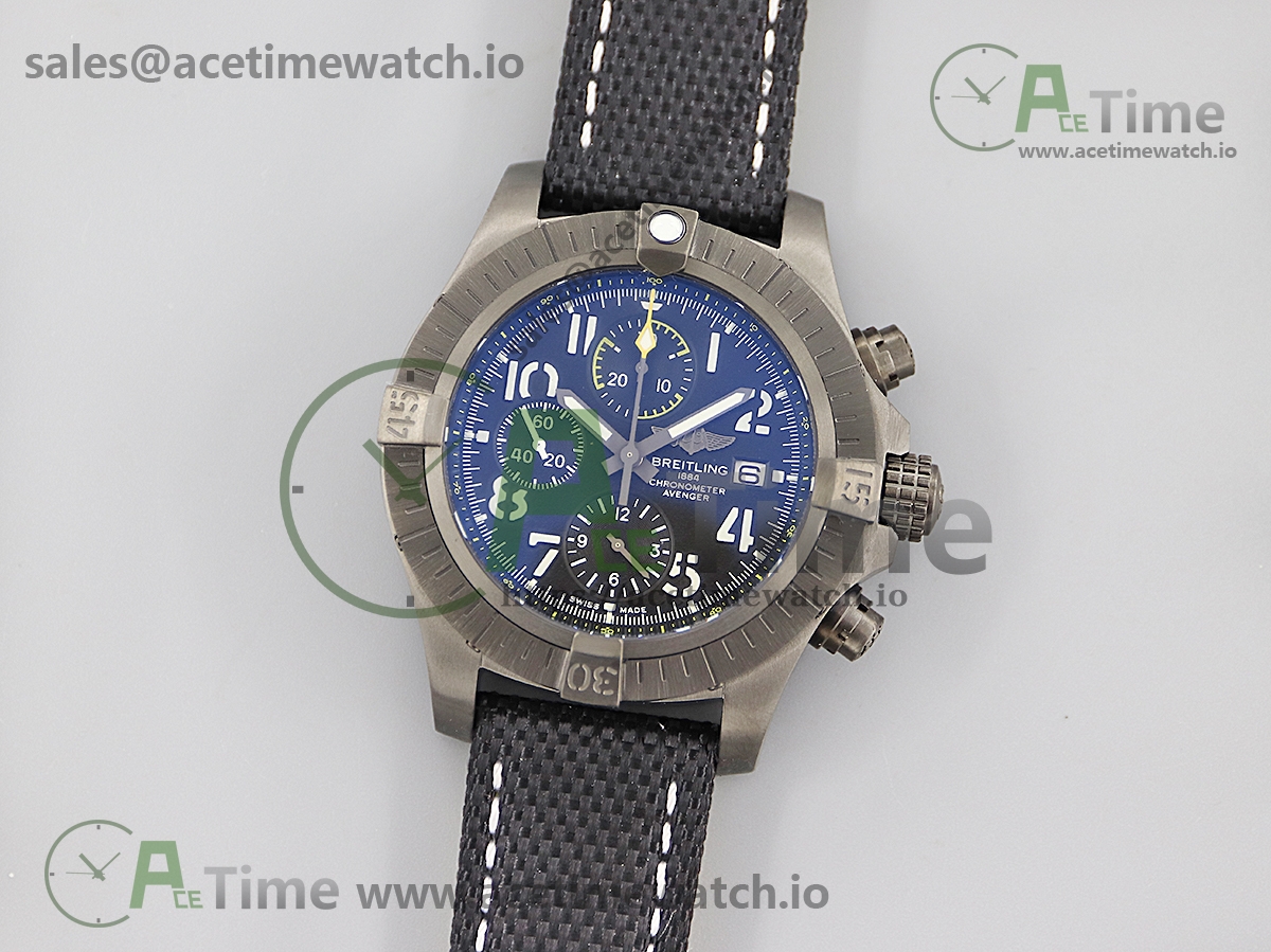 4 Avenger II Seawolf Chronograph PVD Titanium OXF Best Edition Black Dial on Black Nylon Strap A7750 - Image 1