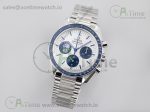 Speedmaster SS Blue Snoopy OMF 1:1 Best Edition White Dial on New SS Bracelet Manual Winding Chrono Movement