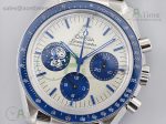 Speedmaster SS Blue Snoopy OMF 1:1 Best Edition White Dial on New SS Bracelet Manual Winding Chrono Movement - Image 2