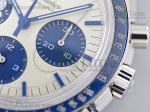 Speedmaster SS Blue Snoopy OMF 1:1 Best Edition White Dial on New SS Bracelet Manual Winding Chrono Movement - Image 4