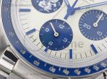 Speedmaster SS Blue Snoopy OMF 1:1 Best Edition White Dial on New SS Bracelet Manual Winding Chrono Movement - Image 5