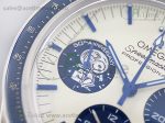 Speedmaster SS Blue Snoopy OMF 1:1 Best Edition White Dial on New SS Bracelet Manual Winding Chrono Movement - Image 6