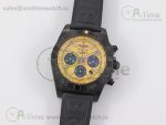 Chronomat 44mm Blacksteel GF 1:1 Special Edition Yellow Dial on Black Rubber Strap A7750