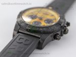 Chronomat 44mm Blacksteel GF 1:1 Special Edition Yellow Dial on Black Rubber Strap A7750 - Image 10