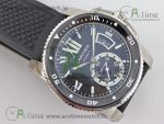 Calibre De Cartier Diver SS Black JF 1:1 Best Edition on Black Rubber Strap A23J - Image 3