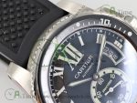 Calibre De Cartier Diver SS Black JF 1:1 Best Edition on Black Rubber Strap A23J - Image 4