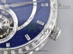 Master Tourbillon SS TWF Diamonds Bezel Blue MOP Dial on Black Leather Strap - Image 4