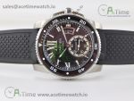 Calibre De Cartier Diver SS Black JF 1:1 Best Edition on Black Rubber Strap A23J - Image 6