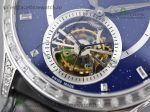 Master Tourbillon SS TWF Diamonds Bezel Blue MOP Dial on Black Leather Strap - Image 5