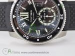 Calibre De Cartier Diver SS Black JF 1:1 Best Edition on Black Rubber Strap A23J - Image 7