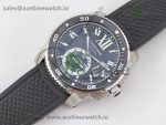 Calibre De Cartier Diver SS Black JF 1:1 Best Edition on Black Rubber Strap A23J - Image 9