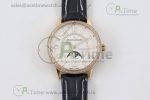 Rendez-Vous Moon Medium RG Q8 1:1 Best Edition White Textured Dial Diamonds Bezel on Black Leather Strap A935