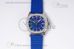 Aquanaut 5067A SS PPF 1:1 Best Edition Blue Textured Dial Red Hand on Blue Rubber Strap RONDA Quartz