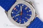 Aquanaut 5067A SS PPF 1:1 Best Edition Blue Textured Dial Red Hand on Blue Rubber Strap RONDA Quartz - Image 3
