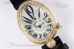 Reine de Naples YG ZF 1:1 Best Edition White Arabic Dial Diamonds Bezel on Black Fabric Strap A537 V2 - Image 3