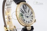 Reine de Naples YG ZF 1:1 Best Edition White Arabic Dial Diamonds Bezel on Black Fabric Strap A537 V2 - Image 2