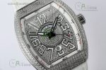 Vanguard V45 SS ABF Best Edition Full Diamonds Dial on White Leather Strap A2824 - Image 3