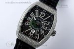 Vanguard V45 SS ABF Best Edition Full Diamonds Case Black Dial on Black Leather Strap A2824 - Image 7