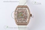 Vanguard V45 RG ABF Best Edition Full Diamonds Dial on White Leather Strap A2824