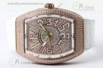 Vanguard V45 RG ABF Best Edition Full Diamonds Dial on White Leather Strap A2824 - Image 6