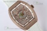 Vanguard V45 RG ABF Best Edition Full Diamonds Dial on White Leather Strap A2824 - Image 3
