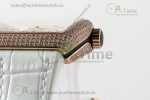 Vanguard V45 RG ABF Best Edition Full Diamonds Dial on White Leather Strap A2824 - Image 8