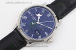 Excellence Panorama Date Moon Phase SS GGR Blue Dial on Black Leather Strap A100 - Image 7
