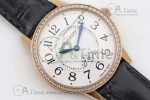 Rendez-Vous Date RG White Dial Full Paved Diamonds on Black Leather Strap A898 - Image 3