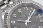 Lady DateJust 28 SS TWF 1:1 Best Edition 904L Steel Grey Dial Diamonds Markers on President Bracelet NH05 - Image 4