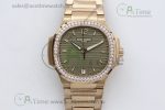 Nautilus 7118/1A MSF 1:1 Best Edition Grey Textured Dial Diamonds Bezel on RG Bracelet A324 Super Clone