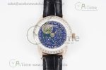 Master Grande Tradition RG Blue Revolves Dial Diamonds Bezel on Black Leather Strap