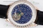 Master Grande Tradition RG Blue Revolves Dial Diamonds Bezel on Black Leather Strap - Image 3