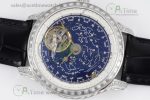 Master Grande Tradition SS Blue Revolves Dial Diamonds Bezel on Black Leather Strap - Image 3