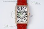 Long Island Ladies RG Diamonds Bezel APSF 1:1 Best Edition White Texured Dial on Red Leather Strap Jap Quartz