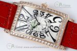 Long Island Ladies RG Diamonds Bezel APSF 1:1 Best Edition White Texured Dial on Red Leather Strap Jap Quartz - Image 3