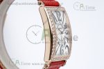 Long Island Ladies RG Diamonds Bezel APSF 1:1 Best Edition White Texured Dial on Red Leather Strap Jap Quartz - Image 2