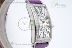 Long Island Ladies SS Diamonds Bezel APSF 1:1 Best Edition White Texured Dial on Purple Leather Strap Jap Quartz - Image 2