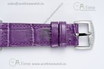 Long Island Ladies SS Diamonds Bezel APSF 1:1 Best Edition White Texured Dial on Purple Leather Strap Jap Quartz - Image 16